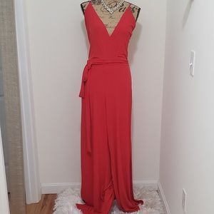 Express Belted Slit Leg Jumpsuit